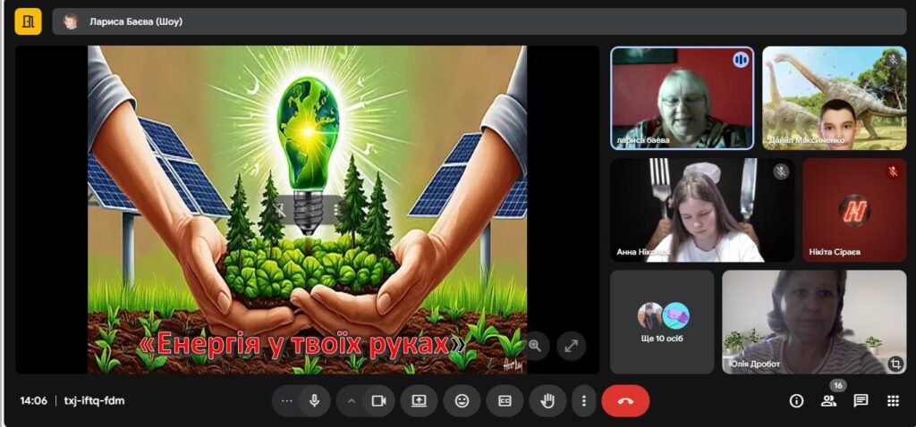 Скріншот екрану онлайн-заходу до Дня енергозбереження