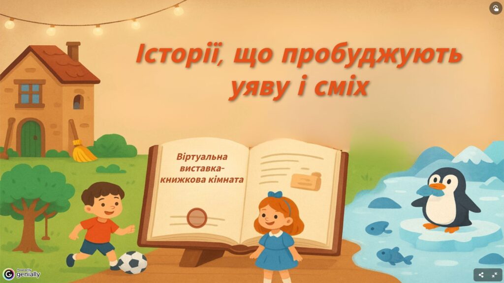 Титульний слайд віртуальної виставки "Історії, що пробуджують сміх"