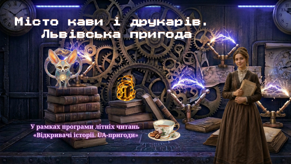 Обкладинка медіа-іграшки "Місто кави і друкарів. Львівська пригода" до літньої програми "Відкривачі історії: UA-пригоди"