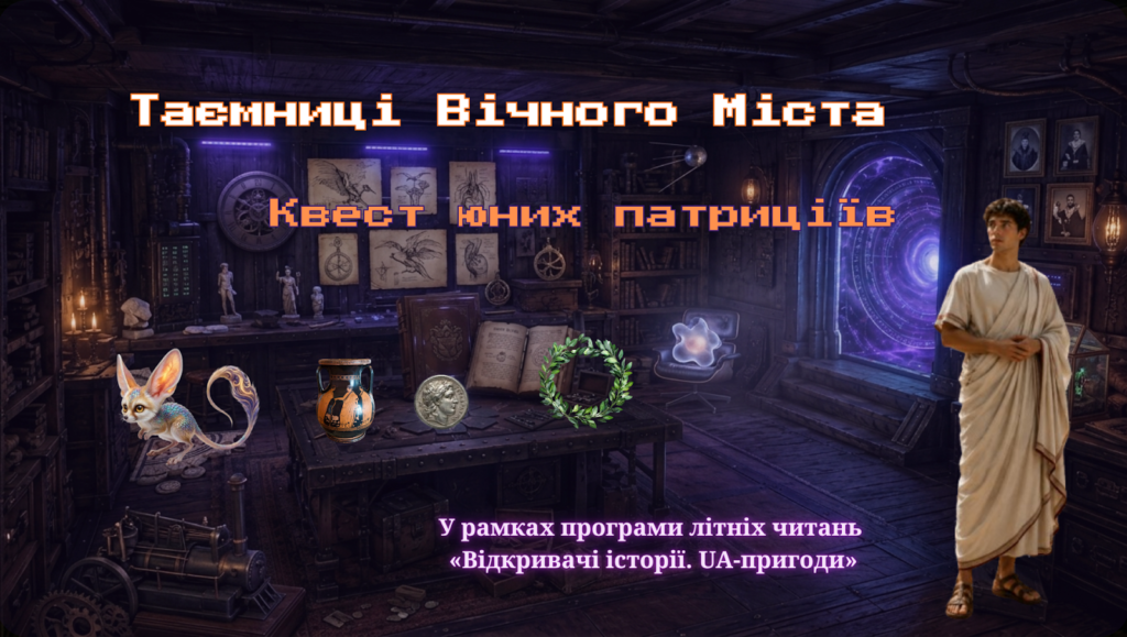 Обкладинка медіа-іграшки "Таємниці Вічного Міста" до літньої програми "Відкривачі історії: UA-пригоди"
